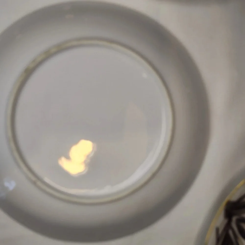 Set Of Eight Vintage Japanese Arita Porcelain Dessert Plates With Platinum Rims
